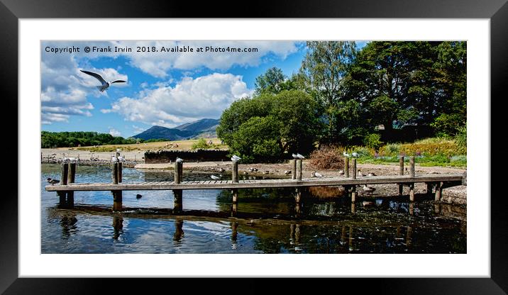 One of the many piers on Derwent Water Framed Mounted Print by Frank Irwin