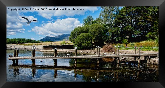 One of the many piers on Derwent Water Framed Print by Frank Irwin