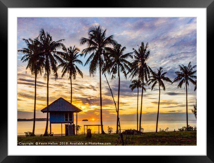 tropical sunrise  Framed Mounted Print by Kevin Hellon