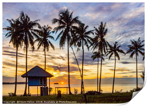 tropical sunrise  Print by Kevin Hellon