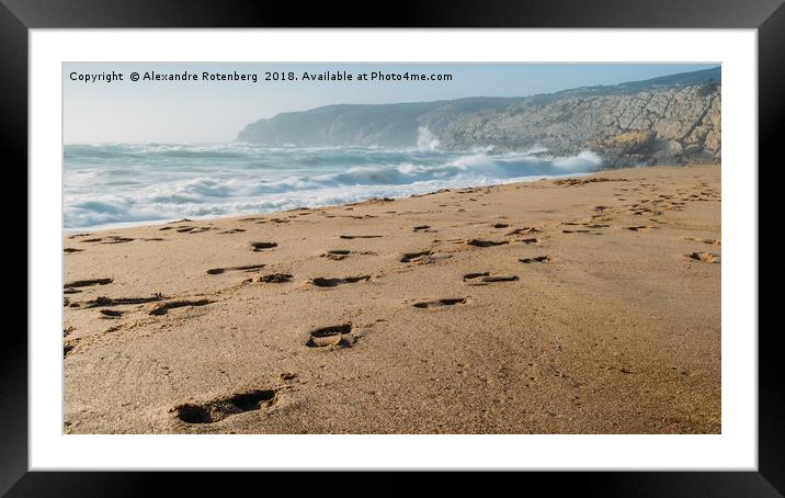 Footsteps on beach, Portugal Framed Mounted Print by Alexandre Rotenberg