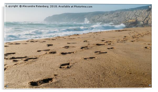 Footsteps on beach, Portugal Acrylic by Alexandre Rotenberg