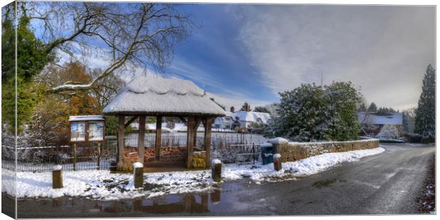 The Village of Badger in Winters Snow - Panorama Canvas Print by Philip Brown