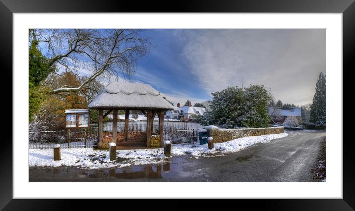 The Village of Badger in Winters Snow - Panorama Framed Mounted Print by Philip Brown