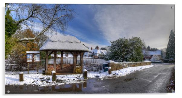 The Village of Badger in Winters Snow - Panorama Acrylic by Philip Brown