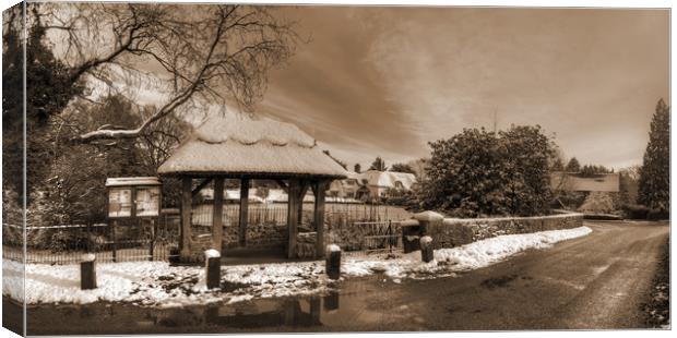 The Village of Badger in Winters Snow - Panorama Canvas Print by Philip Brown