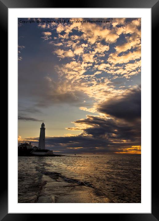 Yet another sunrise at St Mary's Island Framed Mounted Print by Jim Jones