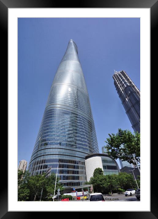 Shanghai Tower - Tallest Building in Shanghai Framed Mounted Print by Geoffrey Higges