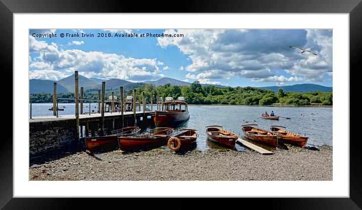 Rowing boats on Derwent Water Framed Mounted Print by Frank Irwin