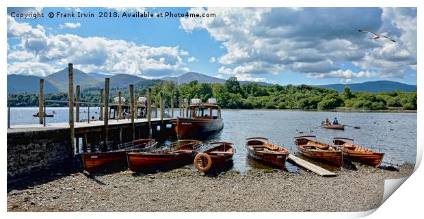 Rowing boats on Derwent Water Print by Frank Irwin