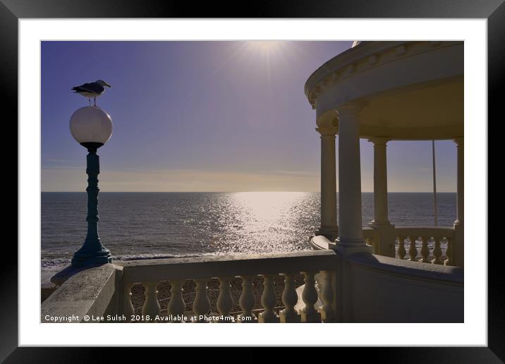 Bexhill Colonnade with Seagull Framed Mounted Print by Lee Sulsh