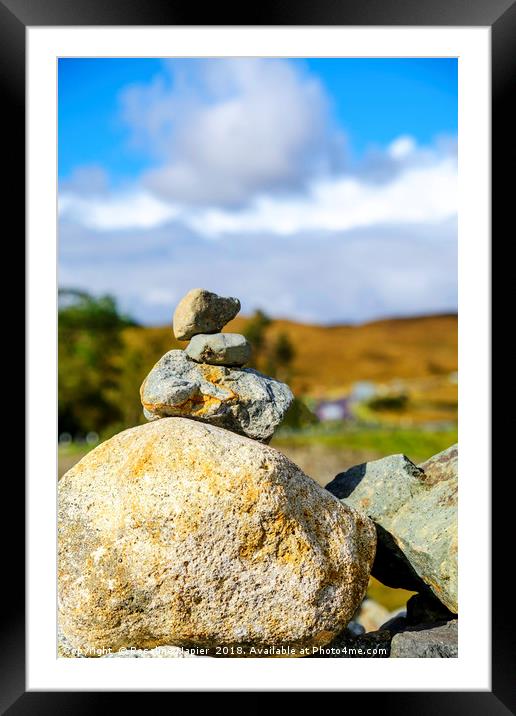 Skye stone cairn Framed Mounted Print by Rosaline Napier