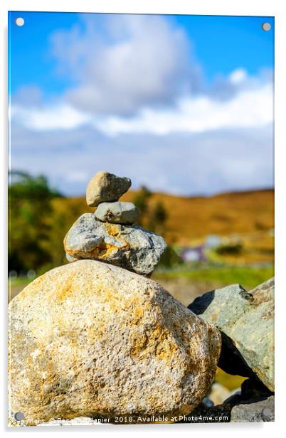 Skye stone cairn Acrylic by Rosaline Napier