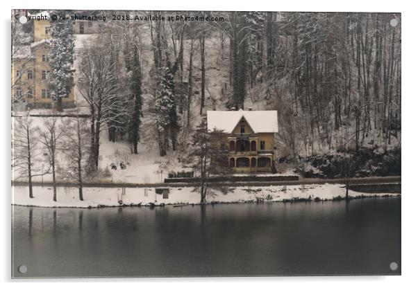 House On Lake Bled Acrylic by rawshutterbug 