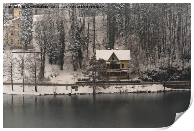House On Lake Bled Print by rawshutterbug 