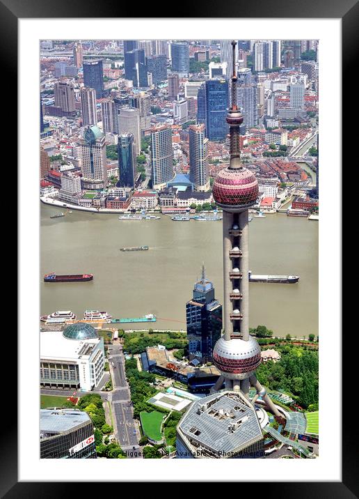 Shanghai Oriental Pearl Communications Antenna Framed Mounted Print by Geoffrey Higges