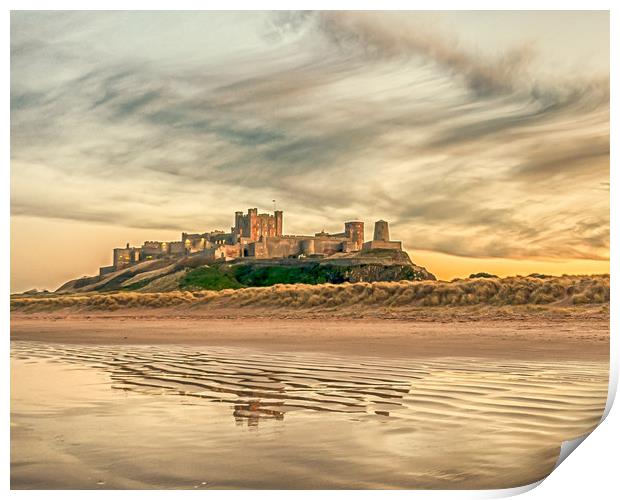 Another perspective of Bamburgh Castle Print by Naylor's Photography