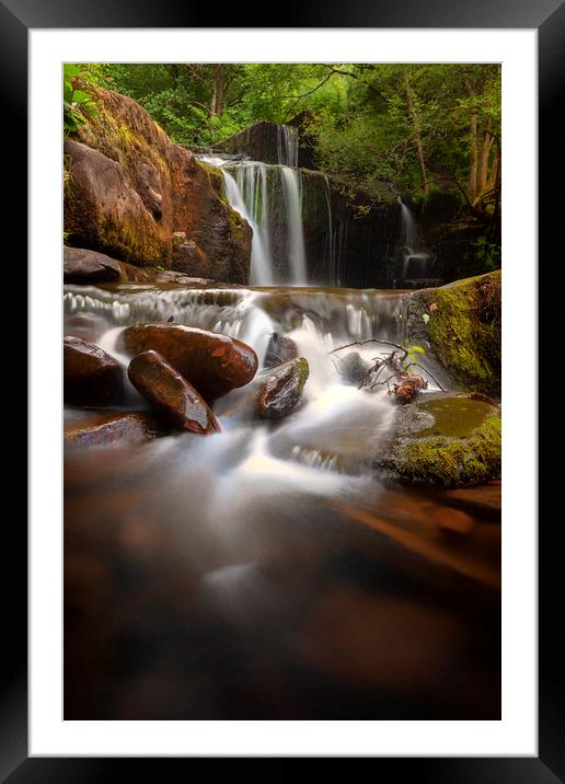 Wet rocks at Blaen y Glyn Waterfalls Framed Mounted Print by Leighton Collins