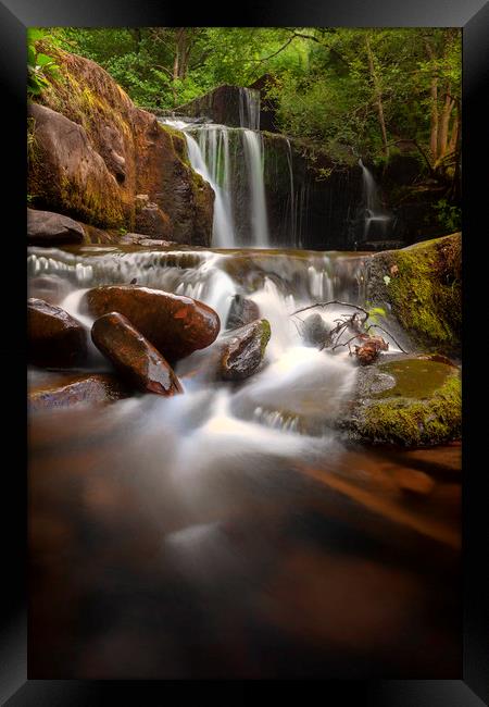 Wet rocks at Blaen y Glyn Waterfalls Framed Print by Leighton Collins