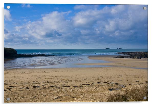 Treyarnon Beach Acrylic by David Wilkins