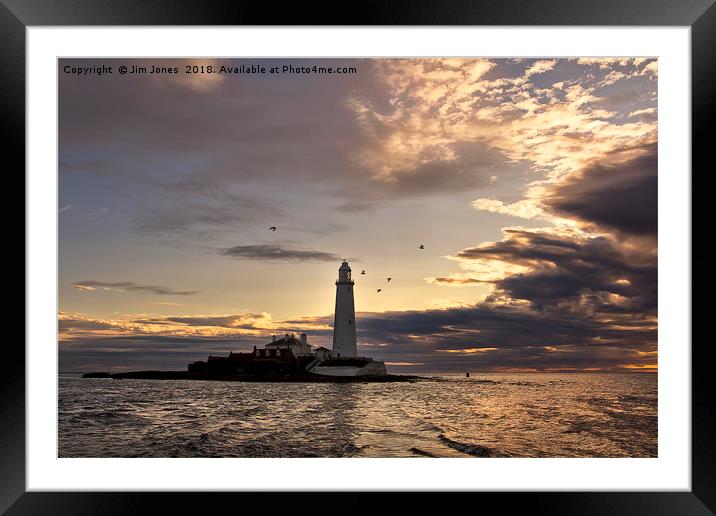 St Mary's Island at dawn Framed Mounted Print by Jim Jones