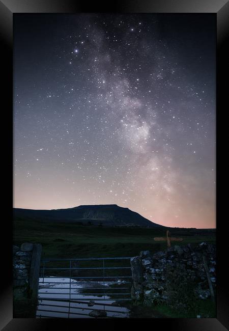 Milky Way over Ingleborough Framed Print by Pete Collins