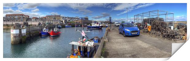 Fishing Boats at Seahouses Harbour - Panorama Print by Philip Brown