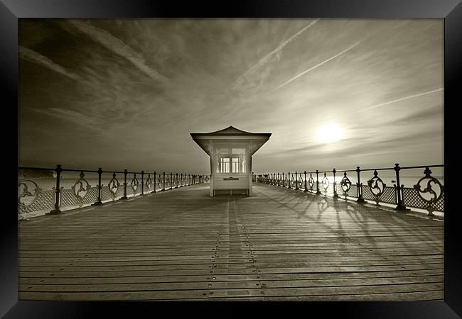 Sepia Swanage Pier Framed Print by Tony Bates