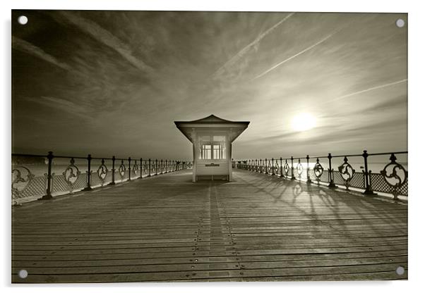 Sepia Swanage Pier Acrylic by Tony Bates