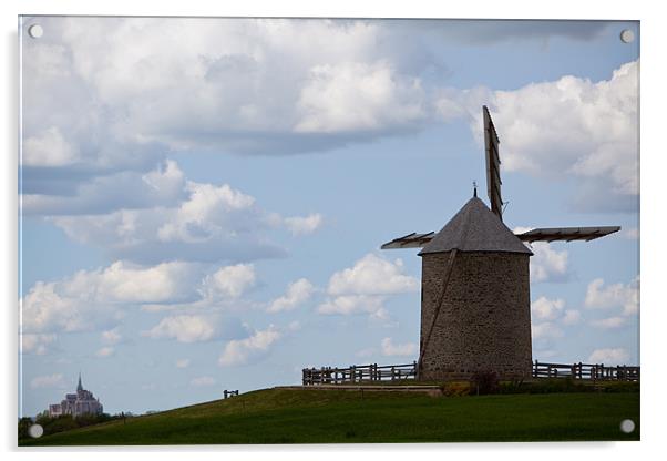 Windmühle am Mont St.Michel Acrylic by Thomas Schaeffer