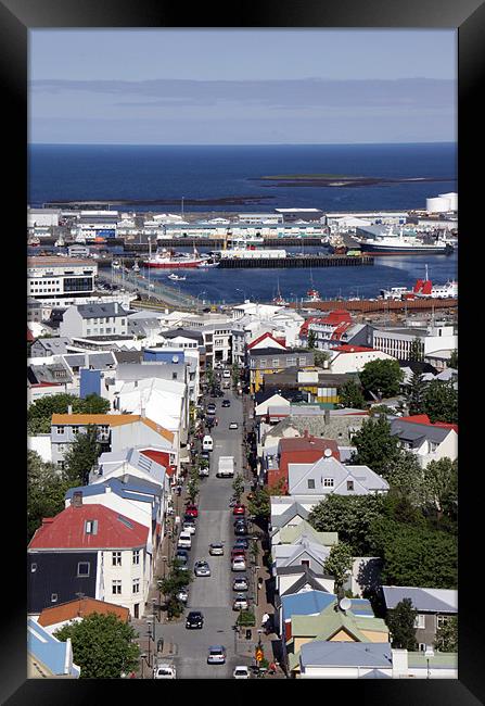 Reykjavik from the Hallgrimskirkja tower Framed Print by Linda More