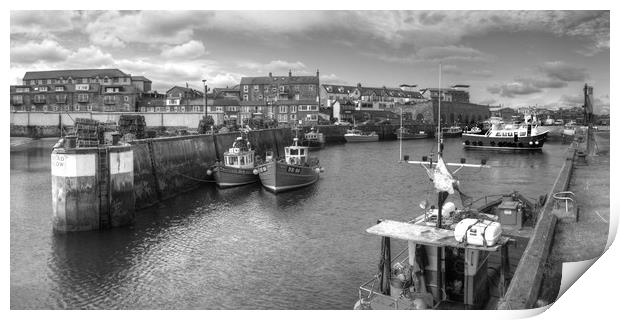 Fishing Boats at Seahouses Harbour - Panorama Print by Philip Brown