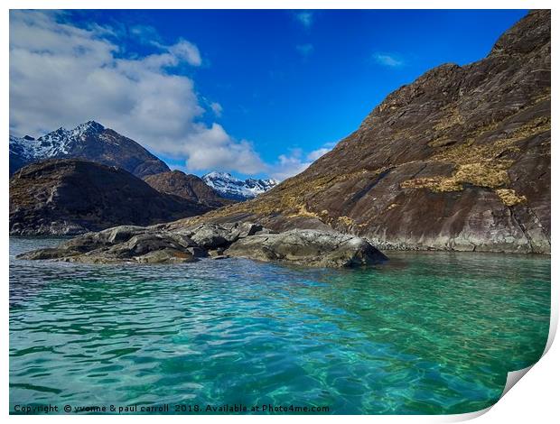 Sailing past the Bad Step to Loch Coruisk, Skye Print by yvonne & paul carroll