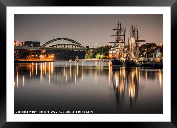 Tall Ships on the River Wear Framed Mounted Print by Ray Pritchard
