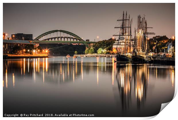 Tall Ships on the River Wear Print by Ray Pritchard