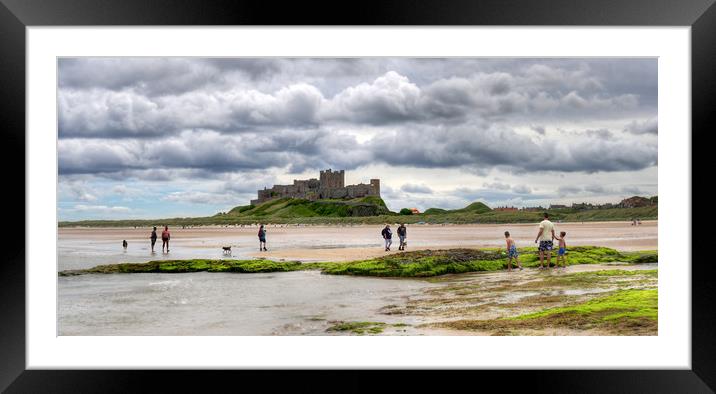 Storm clouds over Bamburgh Castle - Panororama Framed Mounted Print by Philip Brown