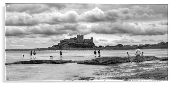Storm clouds over Bamburgh Castle - Panororama Acrylic by Philip Brown