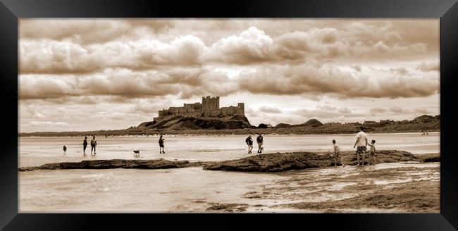 Storm clouds building over Castle - Panorama Framed Print by Philip Brown