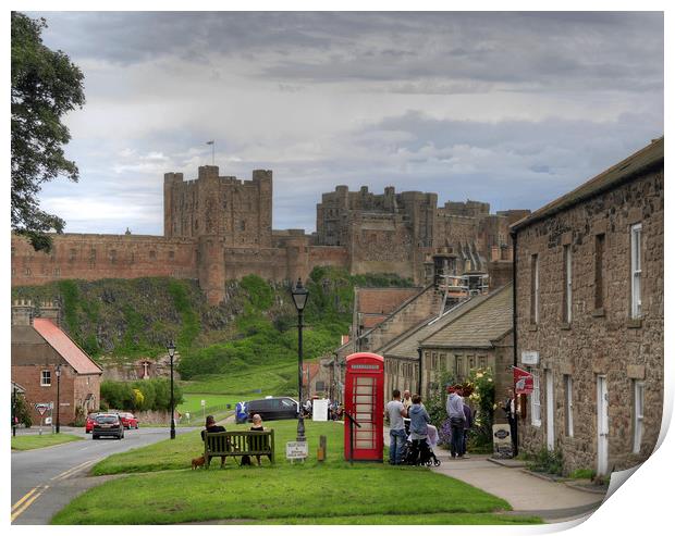 Bamburgh Village and Castle - Colour Print by Philip Brown
