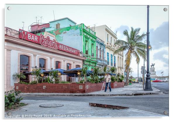 Havana Cuba Waterfront Acrylic by Philip Pound