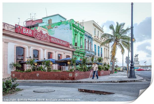 Havana Cuba Waterfront Print by Philip Pound