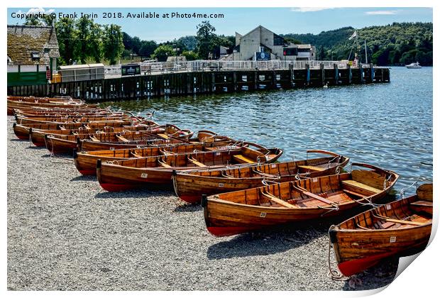 Rowing boats on Windermere Print by Frank Irwin