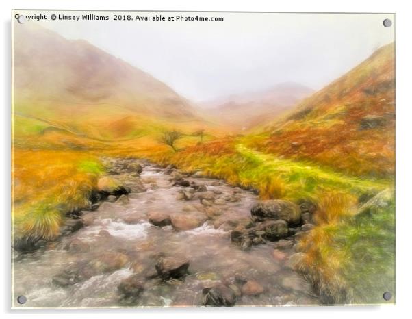 Mardale Beck to Harter Fell  Acrylic by Linsey Williams