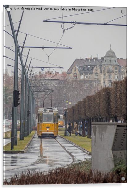 Budapest Tram. Acrylic by Angela Aird