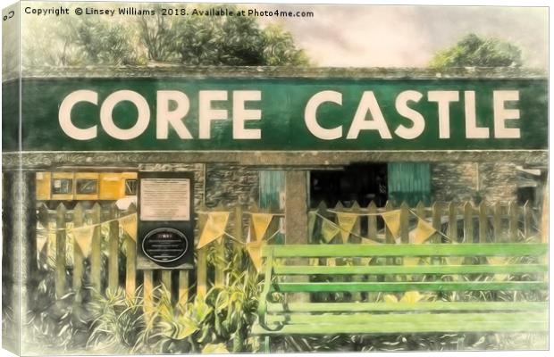 Corfe Castle Railway Station Canvas Print by Linsey Williams
