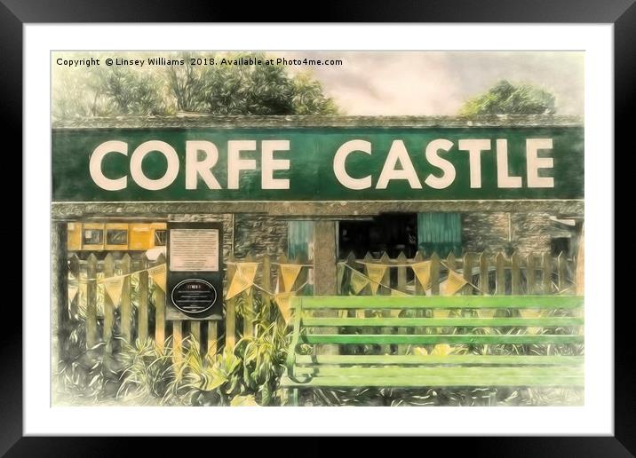 Corfe Castle Railway Station Framed Mounted Print by Linsey Williams