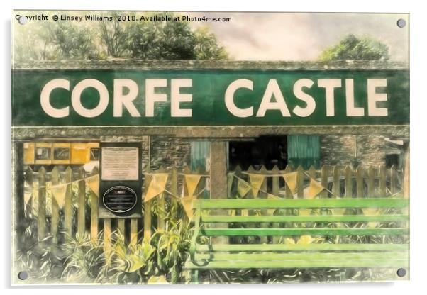 Corfe Castle Railway Station Acrylic by Linsey Williams