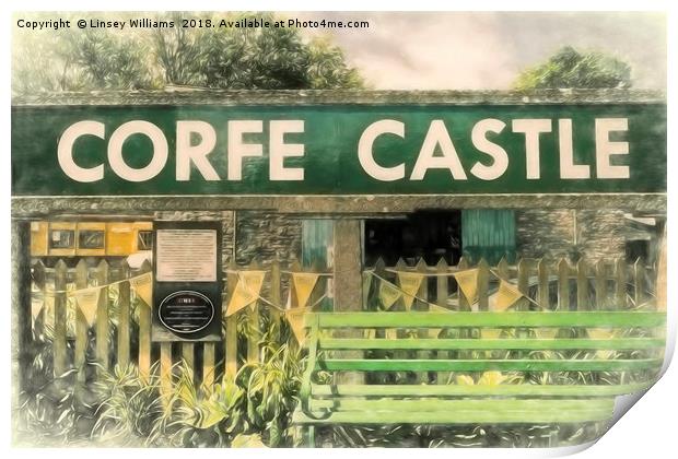 Corfe Castle Railway Station Print by Linsey Williams