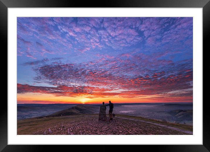 Sunrise from Mam Tor Summit Framed Mounted Print by John Finney