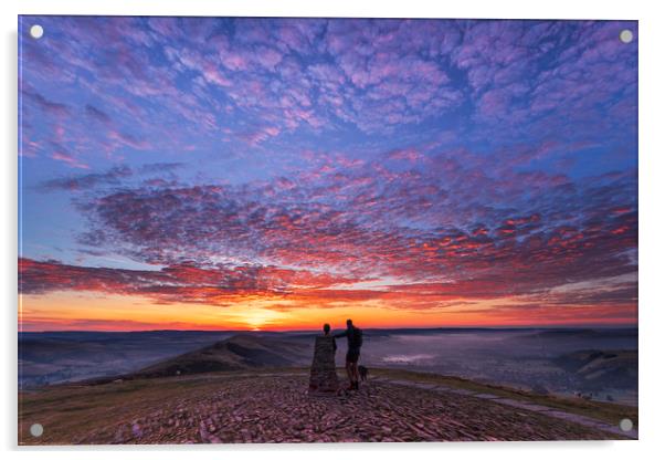 Sunrise from Mam Tor Summit Acrylic by John Finney